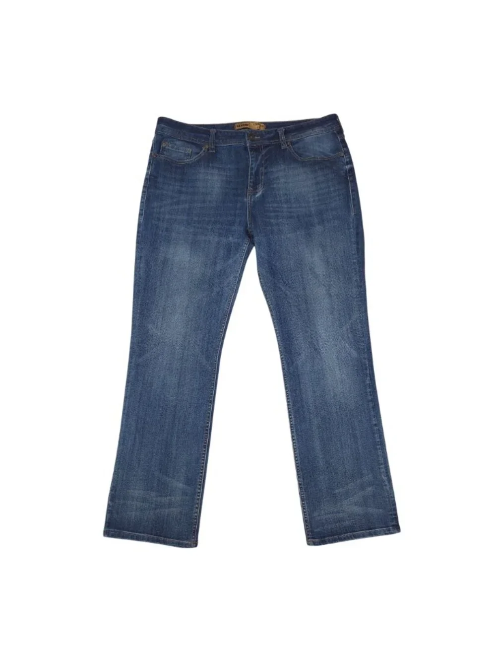 Seven7 Straight Fit Mens Blue Denim Jeans W38 L32 Whiskered Medium Wash